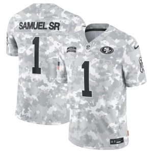 Men's San Francisco 49ers #1 Deebo Samuel 2024 F.U.S.E Arctic Camo Salute to Service Limited Stitched Football Jersey