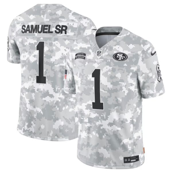 Men's San Francisco 49ers #1 Deebo Samuel 2024 F.U.S.E Arctic Camo Salute to Service Limited Stitched Football Jersey