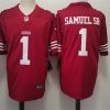 Men's San Francisco 49ers #1 Deebo Samuel Red Vapor Untouchable Limited Stitched Football Jersey - Custom Name