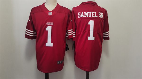 Men's San Francisco 49ers #1 Deebo Samuel Red Vapor Untouchable Limited Stitched Football Jersey - Custom Name