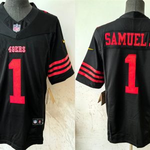 Men's San Francisco 49ers #1 Deebo Samuel SR Black 2024 F.U.S.E Vapor Untouchable Limited Stitched Football Jersey - Custom Name