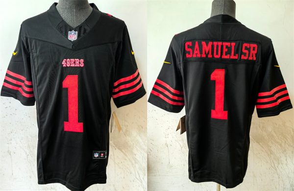 Men's San Francisco 49ers #1 Deebo Samuel SR Black 2024 F.U.S.E Vapor Untouchable Limited Stitched Football Jersey - Custom Name