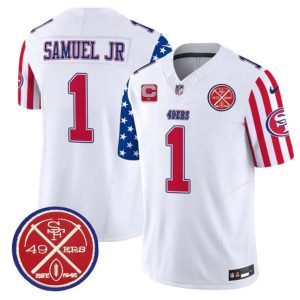 Men's San Francisco 49ers #1 Deebo Samuel White 2024 F.U.S.E. American Vapor Limited Stitched Football Jersey - Custom Name