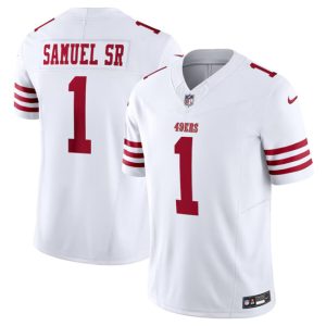 Men's San Francisco 49ers #1 Deebo Samuel White F.U.S.E. Vapor Untouchable Limited Stitched Football Jersey - Custom Name