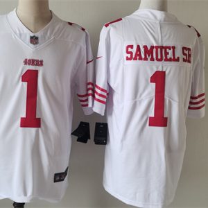 Men's San Francisco 49ers #1 Deebo Samuel White Vapor Untouchable Limited Stitched Football Jersey - Custom Name
