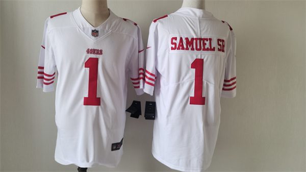Men's San Francisco 49ers #1 Deebo Samuel White Vapor Untouchable Limited Stitched Football Jersey - Custom Name