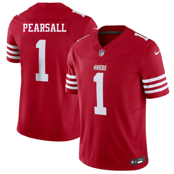 Men's San Francisco 49ers #1 Ricky Pearsall Red 2025 F.U.S.E. Vapor Untouchable Limited Stitched Football Jersey - Custom Name