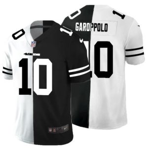 Men's San Francisco 49ers #10 Jimmy Garoppolo Black & White NFL Split Limited Stitched Jersey - Custom Name