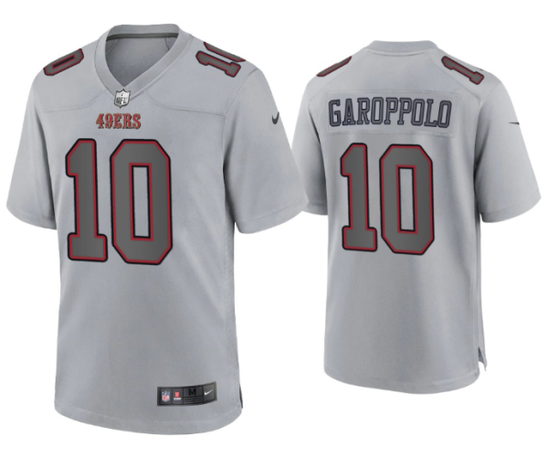 Men's San Francisco 49ers #10 Jimmy Garoppolo Grey Atmosphere Fashion Stitched Game Jersey - Custom Name