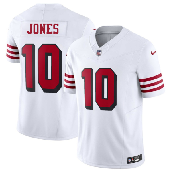 Men's San Francisco 49ers #10 Mac Jones New White 2025 F.U.S.E. Vapor Untouchable Limited Stitched Football Jersey - Custom Name