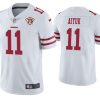 Men's San Francisco 49ers #11 Brandon Aiyuk 2021 White NFL 75th Anniversary Vapor Untouchable Stitched Jersey - Custom Name