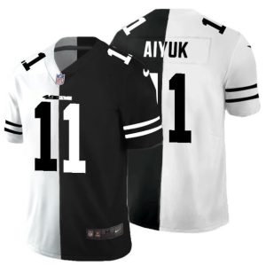 Men's San Francisco 49ers #11 Brandon Aiyuk Black & White NFL Split Limited Stitched Jersey - Custom Name