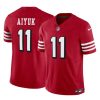 Men's San Francisco 49ers #11 Brandon Aiyuk Red 2023 F.U.S.E. Vapor Limited Throwback Stitched Football Jersey - Custom Name