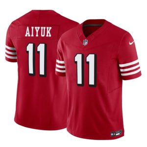 Men's San Francisco 49ers #11 Brandon Aiyuk Red 2023 F.U.S.E. Vapor Limited Throwback Stitched Football Jersey - Custom Name