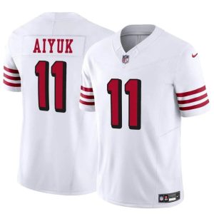 Men's San Francisco 49ers #11 Brandon Aiyuk White 2021 F.U.S.E. Vapor Limited Throwback Stitched Football Jersey - Custom Name