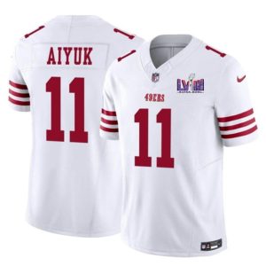 Men's San Francisco 49ers #11 Brandon Aiyuk White F.U.S.E. Super Bowl LVIII Patch Vapor Untouchable Limited Stitched Football Jersey - Custom Name