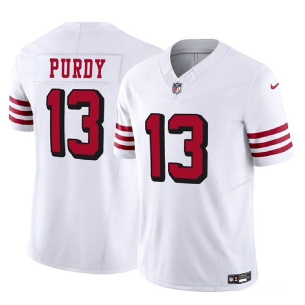 Men's San Francisco 49ers #13 Brock Purdy 2023 F.U.S.E. New White Vapor Untouchable Limited Stitched Football Jersey - Custom Name