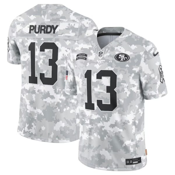 Men's San Francisco 49ers #13 Brock Purdy 2024 F.U.S.E Arctic Camo Salute to Service Limited Stitched Football Jersey - Custom Name