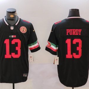 Men's San Francisco 49ers #13 Brock Purdy Black F.U.S.E. Mexico With Gate Bridge Patch Vapor Limited Stitched Football Jersey - Custom Name