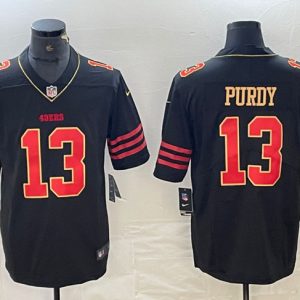 Men's San Francisco 49ers #13 Brock Purdy Black Gold Stitched Jersey - Custom Name