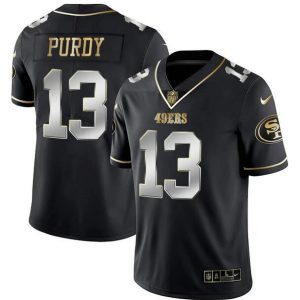 Men's San Francisco 49ers #13 Brock Purdy Black Gold Stitched Jersey1 - Custom Name