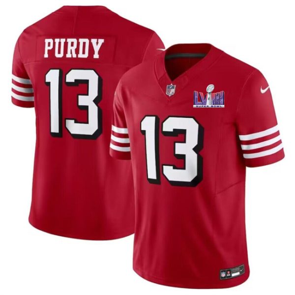 Men's San Francisco 49ers #13 Brock Purdy New Red F.U.S.E. Super Bowl LVIII Patch Vapor Untouchable Limited Stitched Football Jersey - Custom Name