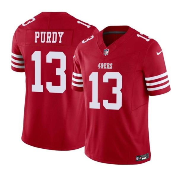 Men's San Francisco 49ers #13 Brock Purdy Red 2023 F.U.S.E. Vapor Untouchable Limited Stitched Football Jersey - Custom Name