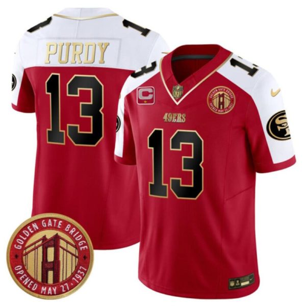 Men's San Francisco 49ers #13 Brock Purdy Red F.U.S.E. Golden Gate Bridge With 1-Star C Patch Alternate Vapor Limited Stitched Football Jersey - Custom Name