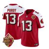 Men's San Francisco 49ers #13 Brock Purdy Red-White 2023 F.U.S.E. 50th Patch Throwback Stitched Football Jersey - Custom Name