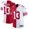 Men's San Francisco 49ers #13 Brock Purdy Red & White Split Limited Stitched Jersey - Custom Name