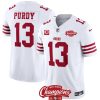 Men's San Francisco 49ers #13 Brock Purdy White 2023 F.U.S.E. With 1-Star C Patch And NFC West Champions Patch Stitched Football Jersey - Custom Name