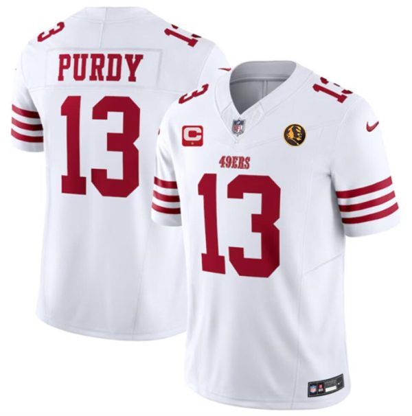 Men's San Francisco 49ers #13 Brock Purdy White 2023 F.U.S.E. With 1-star C Ptach And John Madden Patch Vapor Limited Stitched Football Jersey - Custom Name