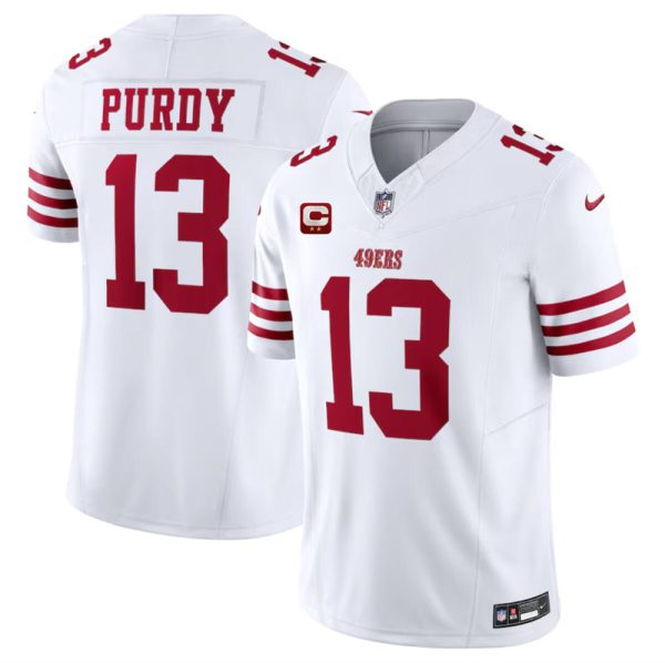 Men's San Francisco 49ers #13 Brock Purdy White 2024 F.U.S.E. With 2-Star C Patch Vapor Untouchable Limited Stitched Football Jersey - Custom Name