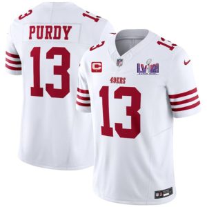 Men's San Francisco 49ers #13 Brock Purdy White F.U.S.E. Super Bowl LVIII Patch And 1-star C Patch Vapor Untouchable Limited Stitched Football Jersey - Custom Name