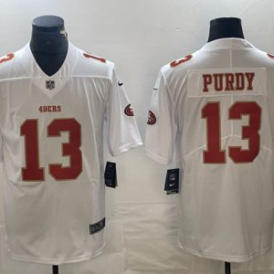 Men's San Francisco 49ers #13 Brock Purdy White Vapor Untouchable Limited Stitched Jersey - Custom Name