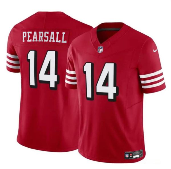 Men's San Francisco 49ers #14 Ricky Pearsall New Red 2024 Draft F.U.S.E. Vapor Untouchable Limited Stitched Football Jersey - Custom Name