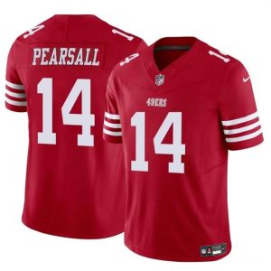 Men's San Francisco 49ers #14 Ricky Pearsall Red 2024 Draft F.U.S.E. Vapor Untouchable Limited Stitched Football Jersey - Custom Name