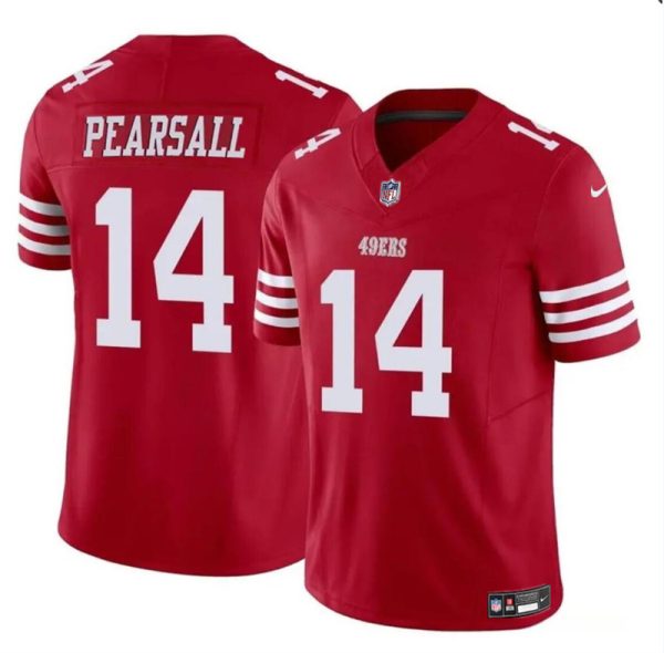 Men's San Francisco 49ers #14 Ricky Pearsall Red 2024 Draft F.U.S.E. Vapor Untouchable Limited Stitched Football Jersey - Custom Name
