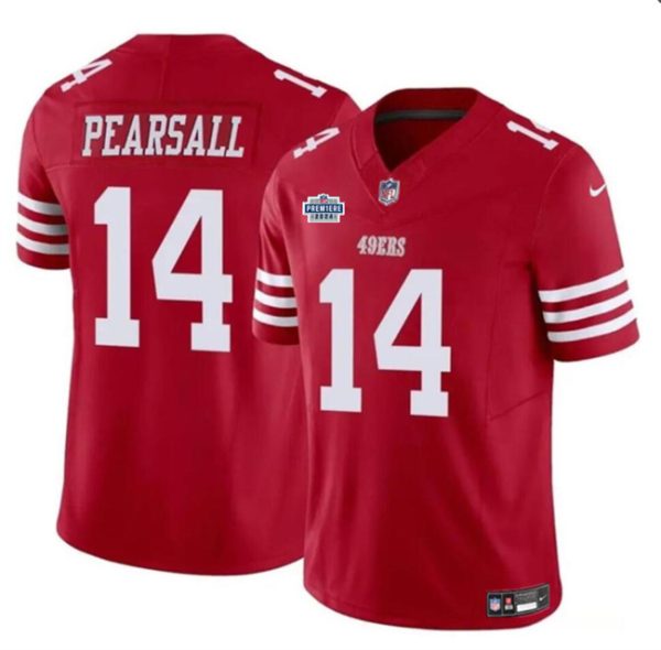Men's San Francisco 49ers #14 Ricky Pearsall Red 2024 With Draft Patch F.U.S.E. Vapor Untouchable Limited Stitched Football Jersey - Custom Name