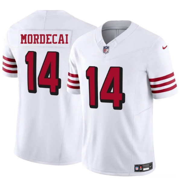 Men's San Francisco 49ers #14 Tanner Mordecai New White 2025 F.U.S.E. Vapor Untouchable Limited Stitched Football Jersey - Custom Name