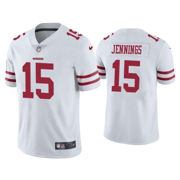 Men's San Francisco 49ers #15 Jauan Jennings 2021 White Vapor Untouchable Limited Stitched Jersey - Custom Name
