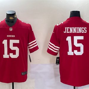 Men's San Francisco 49ers #15 Jauan Jennings Red Vapor Untouchable Limited Stitched Jersey - Custom Name