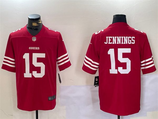 Men's San Francisco 49ers #15 Jauan Jennings Red Vapor Untouchable Limited Stitched Jersey - Custom Name