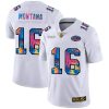 Men's San Francisco 49ers #16 Joe Montana 2020 White NFL Crucial Catch Limited Stitched Jersey - Custom Name