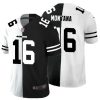Men's San Francisco 49ers #16 Joe Montana Black & White NFL Split Limited Stitched Jersey1 - Custom Name