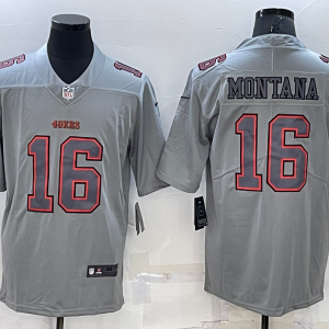 Men's San Francisco 49ers #16 Joe Montana Grey Atmosphere Fashion Stitched Jersey - Custom Name