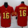 Men's San Francisco 49ers #16 Joe Montana Red Gold Vapor Untouchable Limited Stitched Jersey - Custom Name