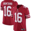 Men's San Francisco 49ers #16 Joe Montana Red NFL Limited Stitched Jersey - Custom Name