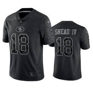 Men's San Francisco 49ers #18 Willie Snead IV Black Reflective Limited Stitched Football Jersey - Custom Name