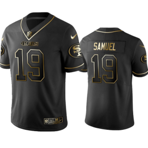 Men's San Francisco 49ers #19 Deebo Samuel 2019 Black Golden Edition Stitched Jersey - Custom Name